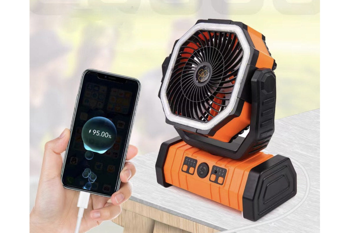 Kogan Cordless Rechargeable Fan with Light and Power Bank