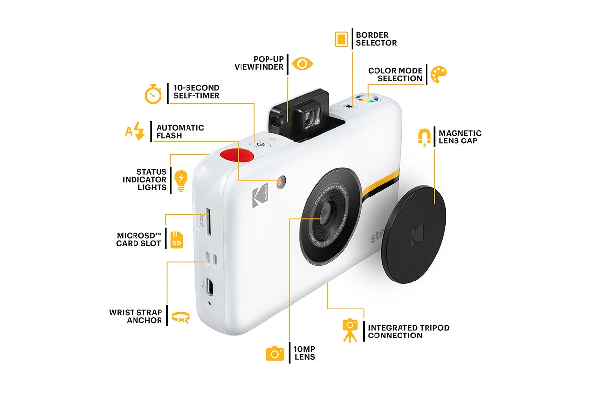 Kodak Step Instant Digital Camera and Photo Paper (White, 10 Sheets)