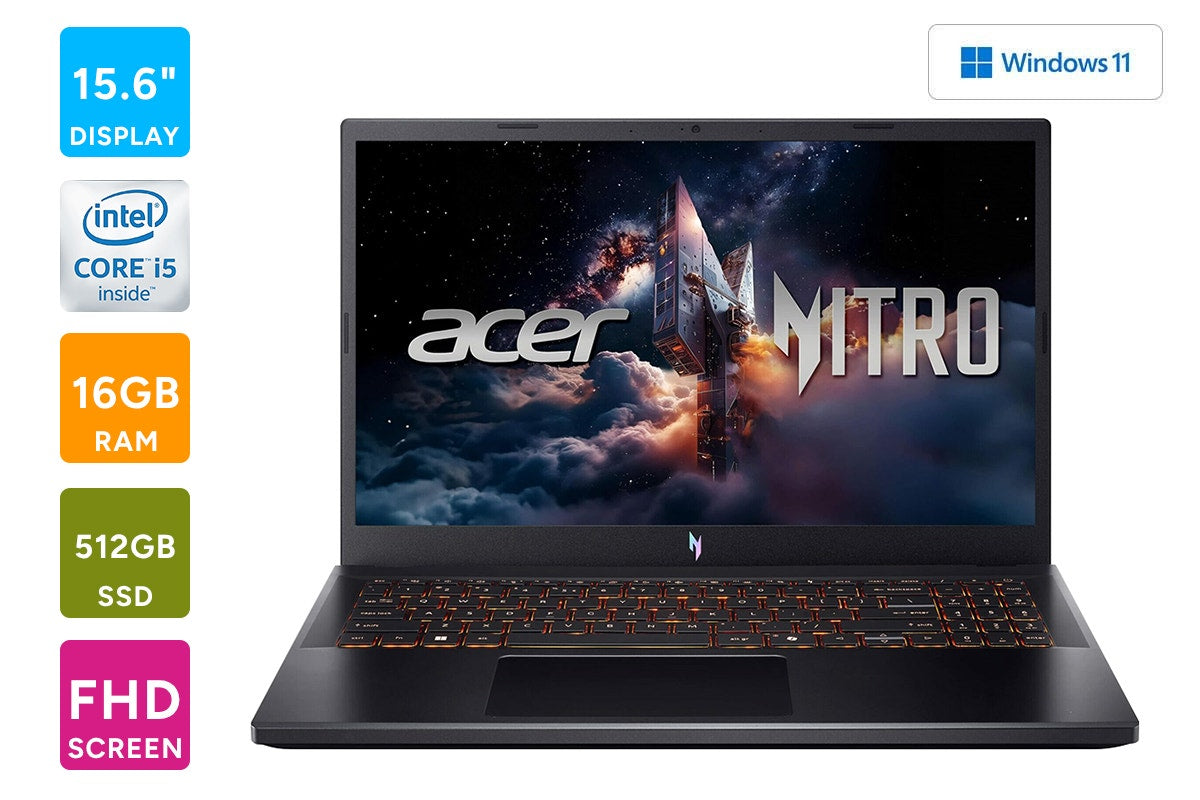 Acer Nitro V 15.6" Full HD 165Hz IPS Core i5 RTX 5050 Gaming Laptop (16GB, 512GB, Obsidian Black)