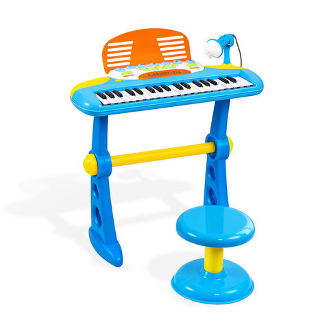 Keezi 37-Key Kids Piano Keyboard Set with Stool & Microphone, Blue - SuperSaverAU - view 1