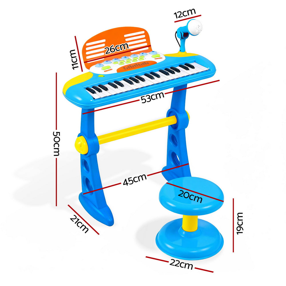 Keezi 37-Key Kids Piano Keyboard Set with Stool & Microphone, Blue - SuperSaverAU - view 2