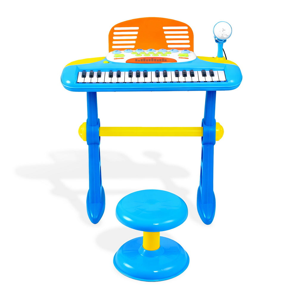 Keezi 37-Key Kids Piano Keyboard Set with Stool & Microphone, Blue - SuperSaverAU - view 3