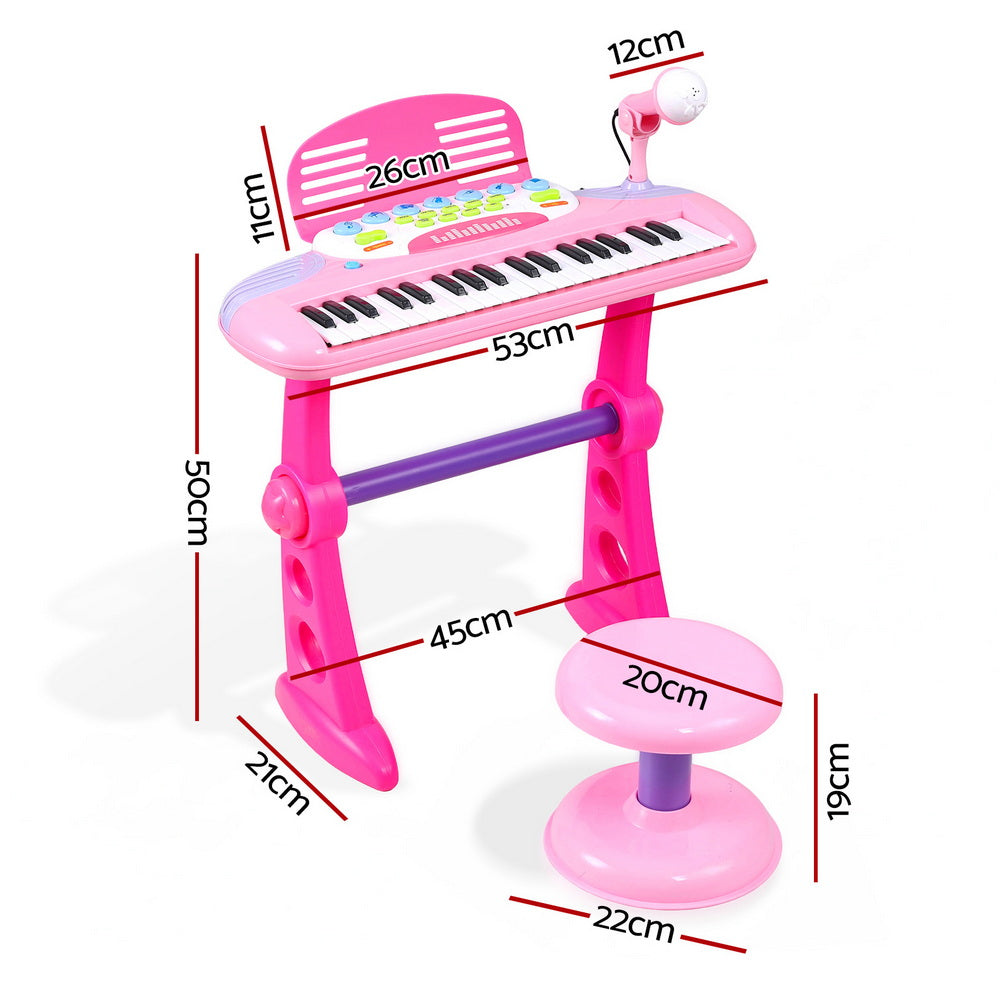 Keezi 37-Key Kids Piano Keyboard Set with Stool & Microphone, Pink - SuperSaverAU - view 2