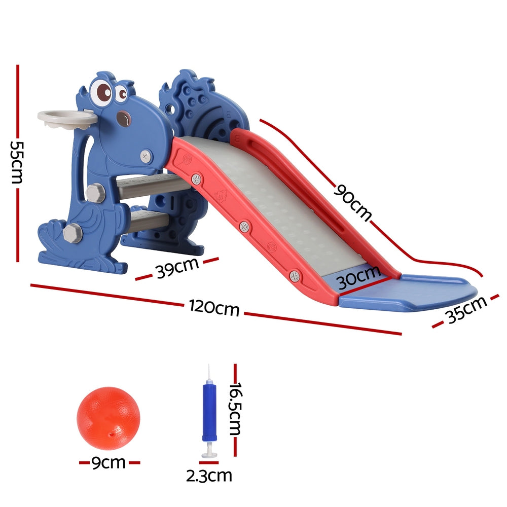 Keezi Kids Slide Set Basketball Hoop Outdoor Playground Toy Dragon 90cm Blue - SuperSaverAU - view 2