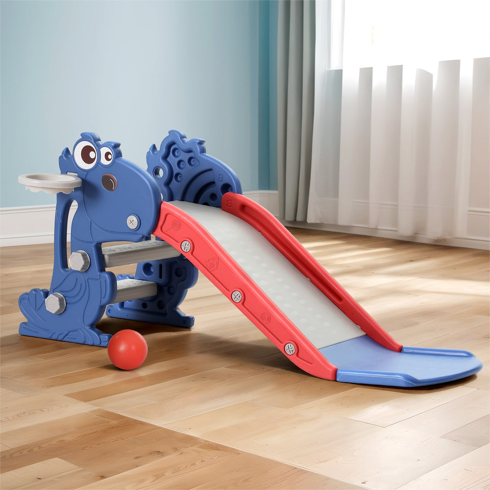 Keezi Kids Slide Set Basketball Hoop Outdoor Playground Toy Dragon 90cm Blue - SuperSaverAU - view 5