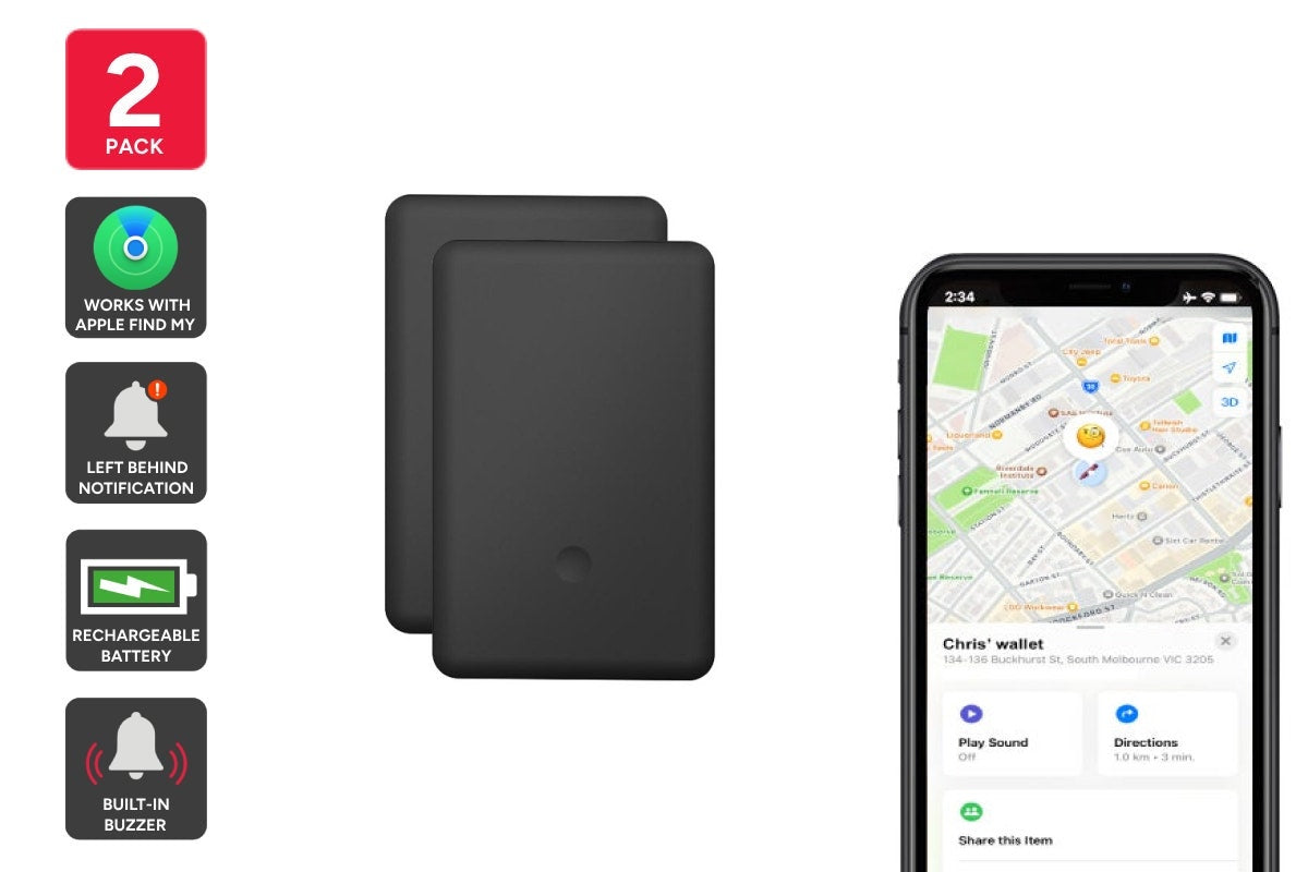 Kogan Smart Tag Rechargeable Wallet Tracker Card for Apple Find My - 2 Pack - SuperSaverAU - view 1