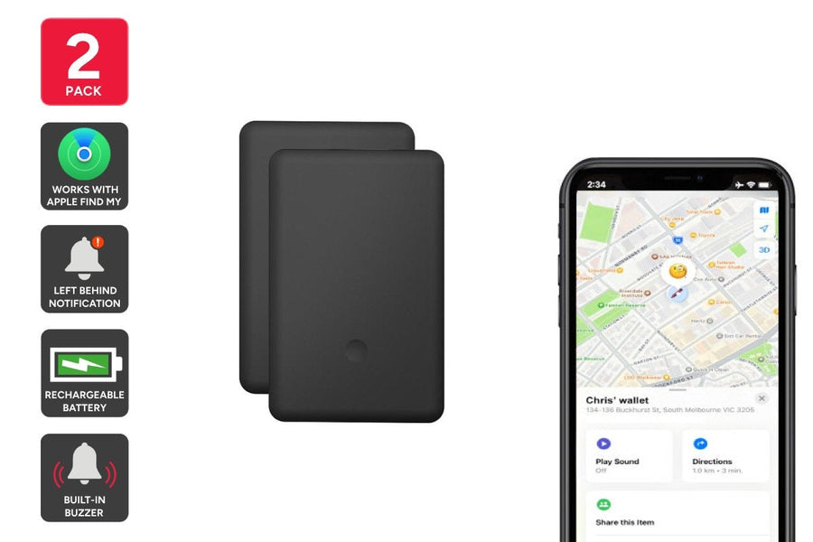 Kogan Smart Tag Rechargeable Wallet Tracker Card for Apple Find My - 2 Pack - SuperSaverAU - view 1