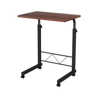 Artiss Mobile Laptop Desk Table with Adjustable Height & Caster Wheels - Dark Wood