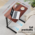 Artiss Mobile Laptop Desk Table with Adjustable Height & Caster Wheels - Dark Wood - SuperSaverAU - view 5