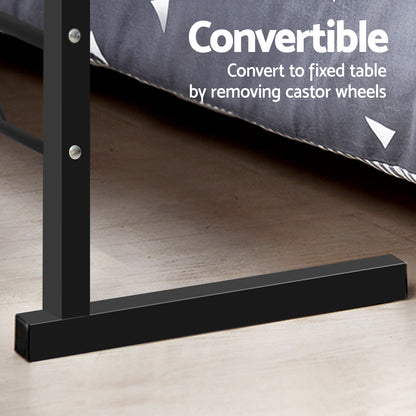 Artiss Mobile Laptop Desk Table with Adjustable Height & Caster Wheels - Dark Wood