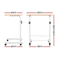 Artiss Mobile Laptop Desk with Adjustable Height & Casters - Light Wood - SuperSaverAU - view 2