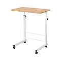 Artiss Mobile Laptop Desk with Adjustable Height & Casters - Light Wood - SuperSaverAU - view 3