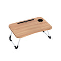 Artiss Oak Foldable Laptop Desk Table with Cup Holder