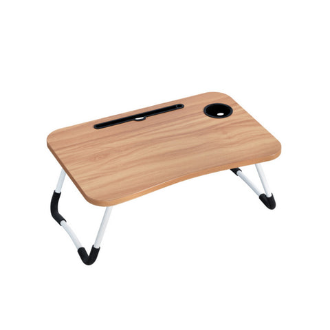 Artiss Oak Foldable Laptop Desk Table with Cup Holder
