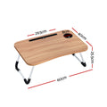 Artiss Oak Foldable Laptop Desk Table with Cup Holder