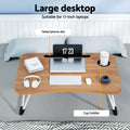 Artiss Oak Foldable Laptop Desk Table with Cup Holder