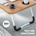 Artiss Oak Foldable Laptop Desk Table with Cup Holder