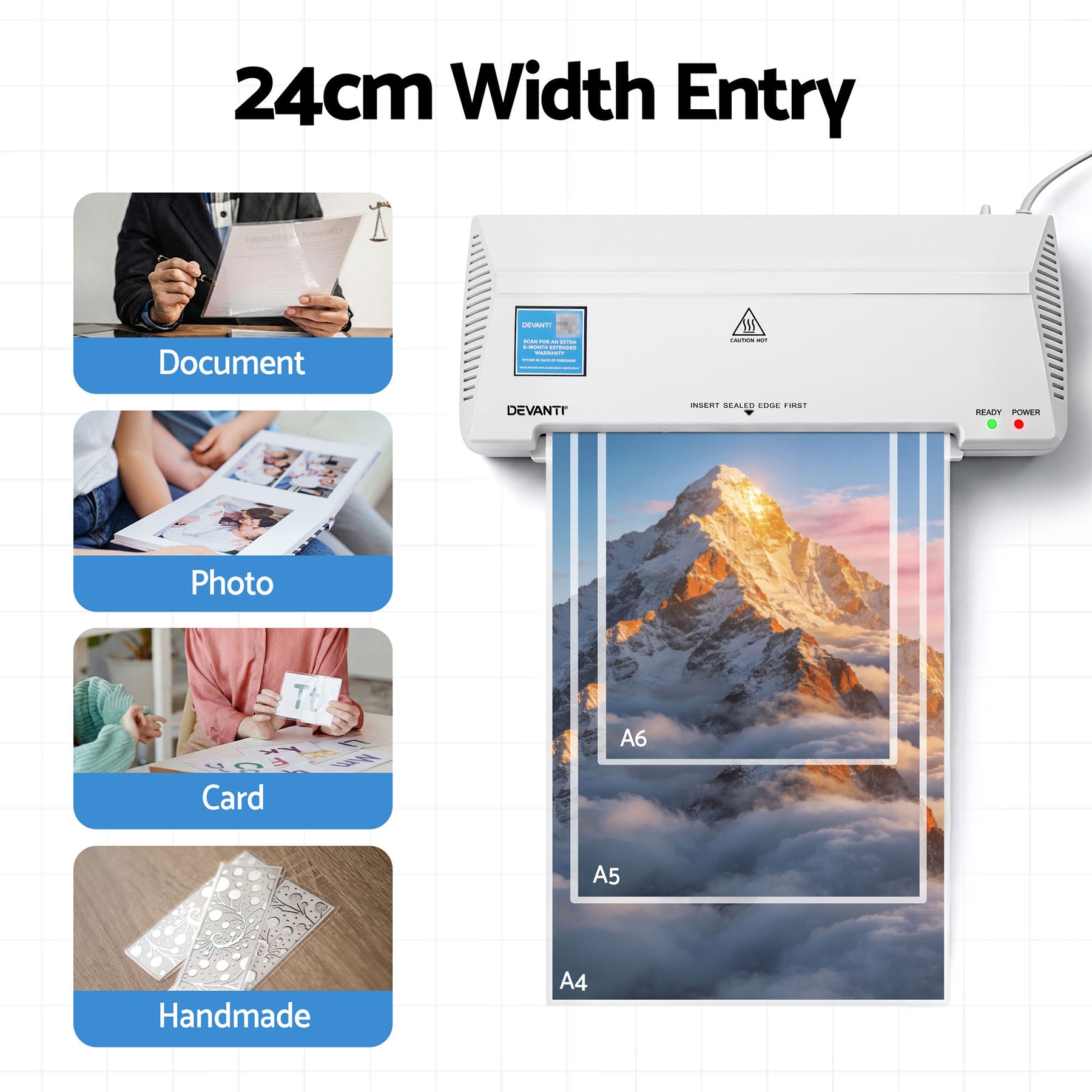 Devanti A4 Laminator Machine – White Hot & Cold Lamination