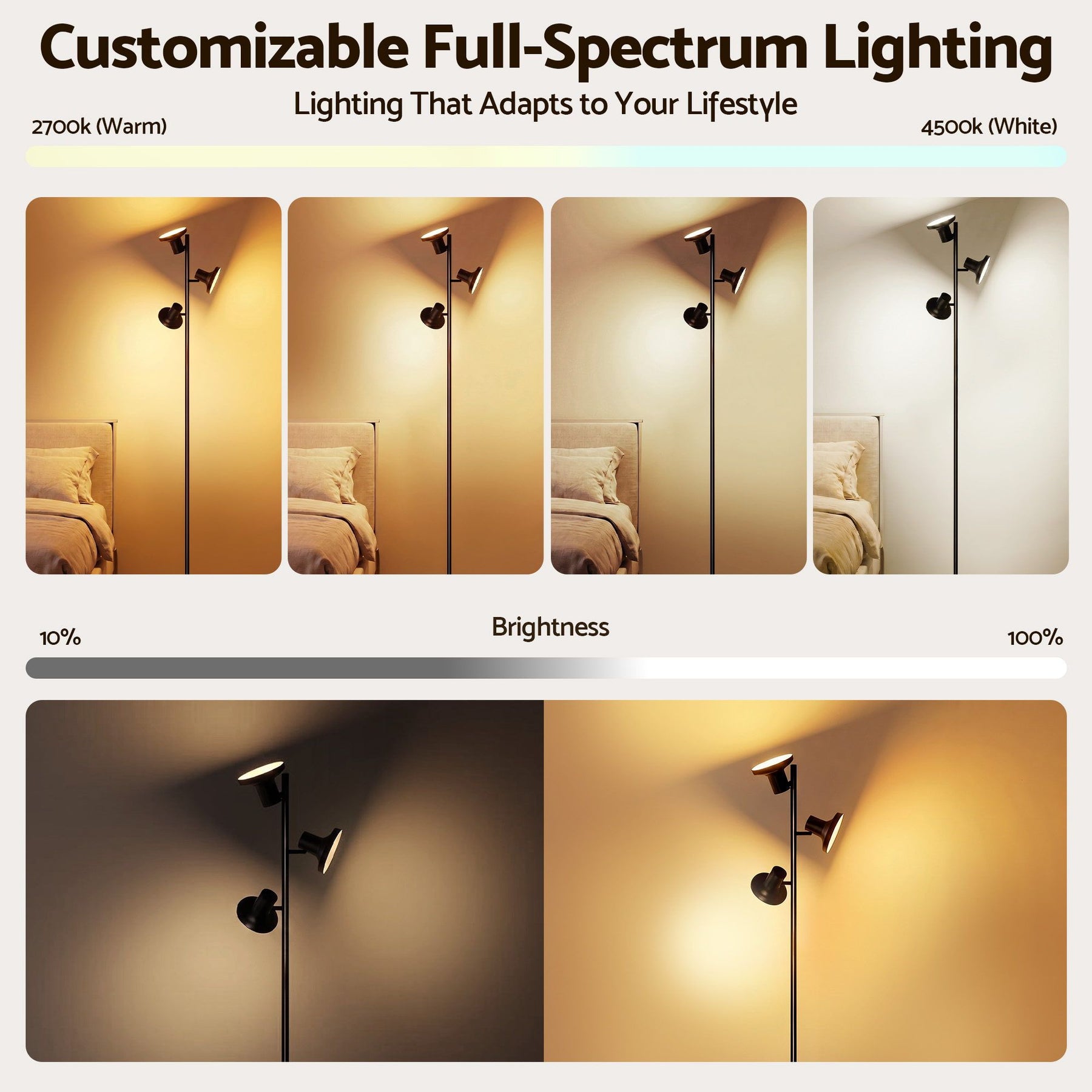 Artiss 3-Head RGB LED Floor Lamp with Remote