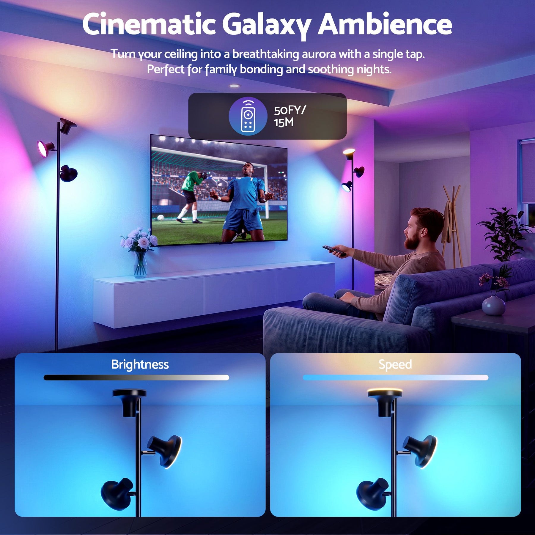 Artiss 3-Head RGB LED Floor Lamp with Remote