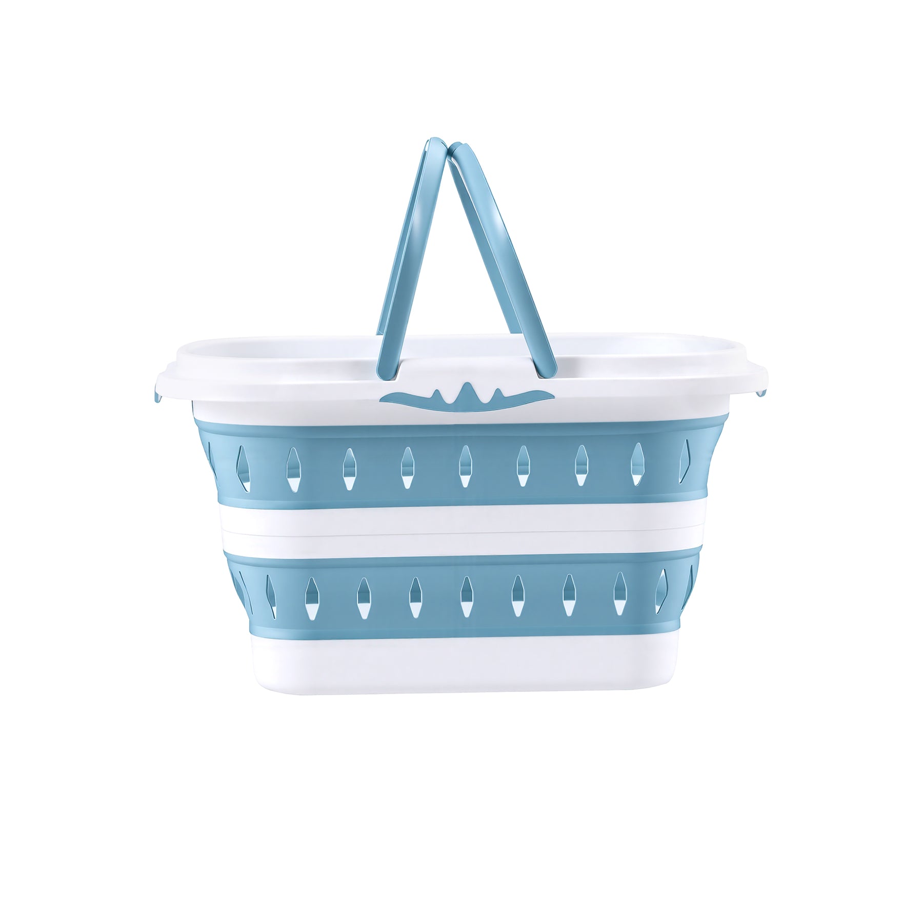 Artiss Foldable Laundry Basket – Blue & White with Non-Slip Handles
