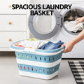 Artiss Foldable Laundry Basket – Blue & White with Non-Slip Handles