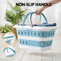 Artiss Foldable Laundry Basket – Blue & White with Non-Slip Handles
