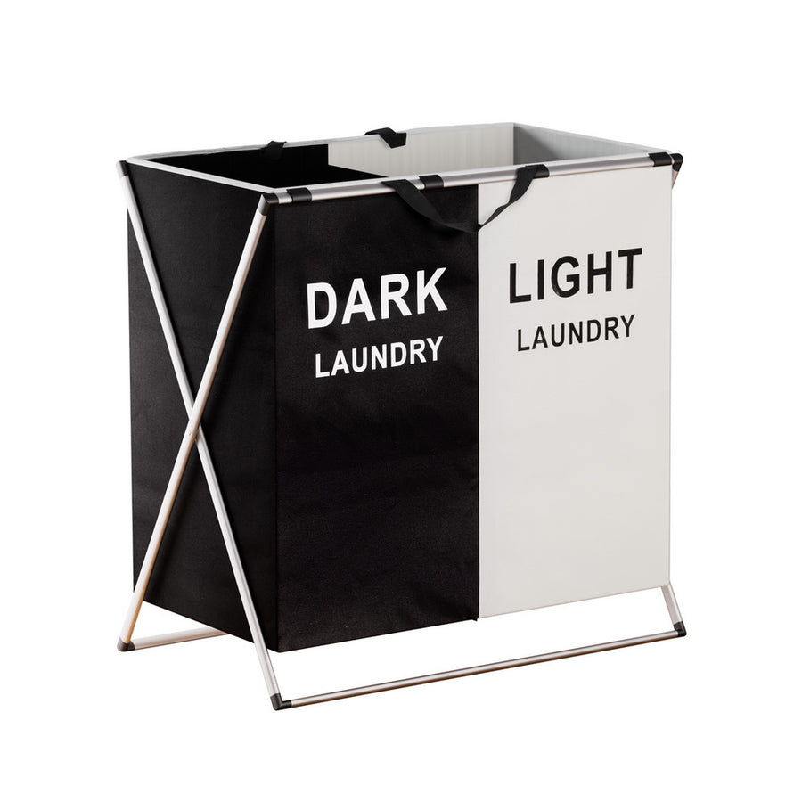Artiss Laundry Basket Hamper 2 Sections Large Foldable Washing Clothes Storage 59cm - SuperSaverAU - view 1