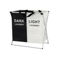 Artiss Laundry Basket Hamper 2 Sections Large Foldable Washing Clothes Storage 59cm - SuperSaverAU - view 3