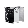 Artiss Laundry Basket Hamper 3 Sections Large Foldable Storage 64.5cmx37cmx58cm - SuperSaverAU - view 1