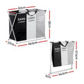 Artiss Laundry Basket Hamper 3 Sections Large Foldable Storage 64.5cmx37cmx58cm - SuperSaverAU - view 2