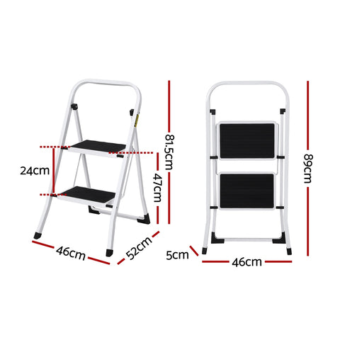 Giantz 2 Step Ladder Multi-Purpose Folding Steel Light Weight Platform - SuperSaverAU - view 2