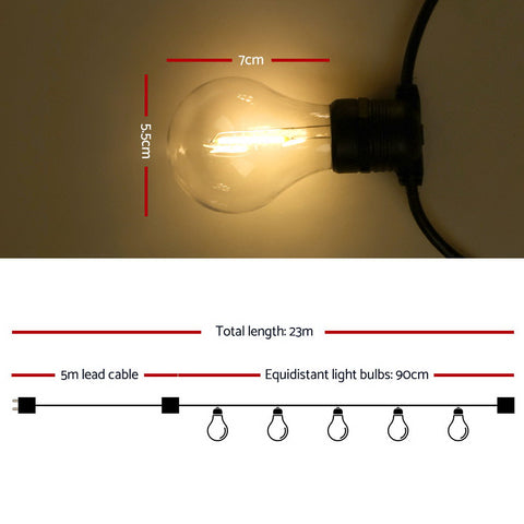 23m LED Festoon String Lights Outdoor Christmas Decorations Wedding Garden Party - SuperSaverAU - view 2