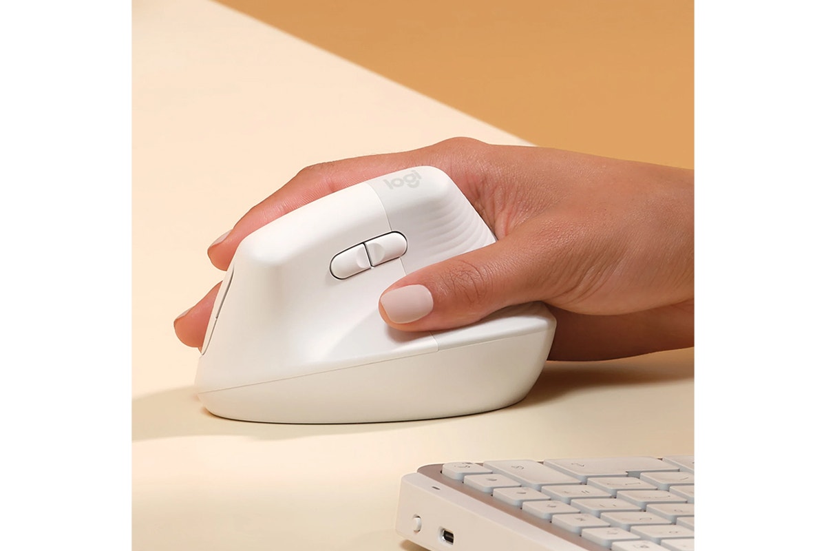 Logitech Lift Vertical Ergonomic Mouse (Mac, Pale Grey)
