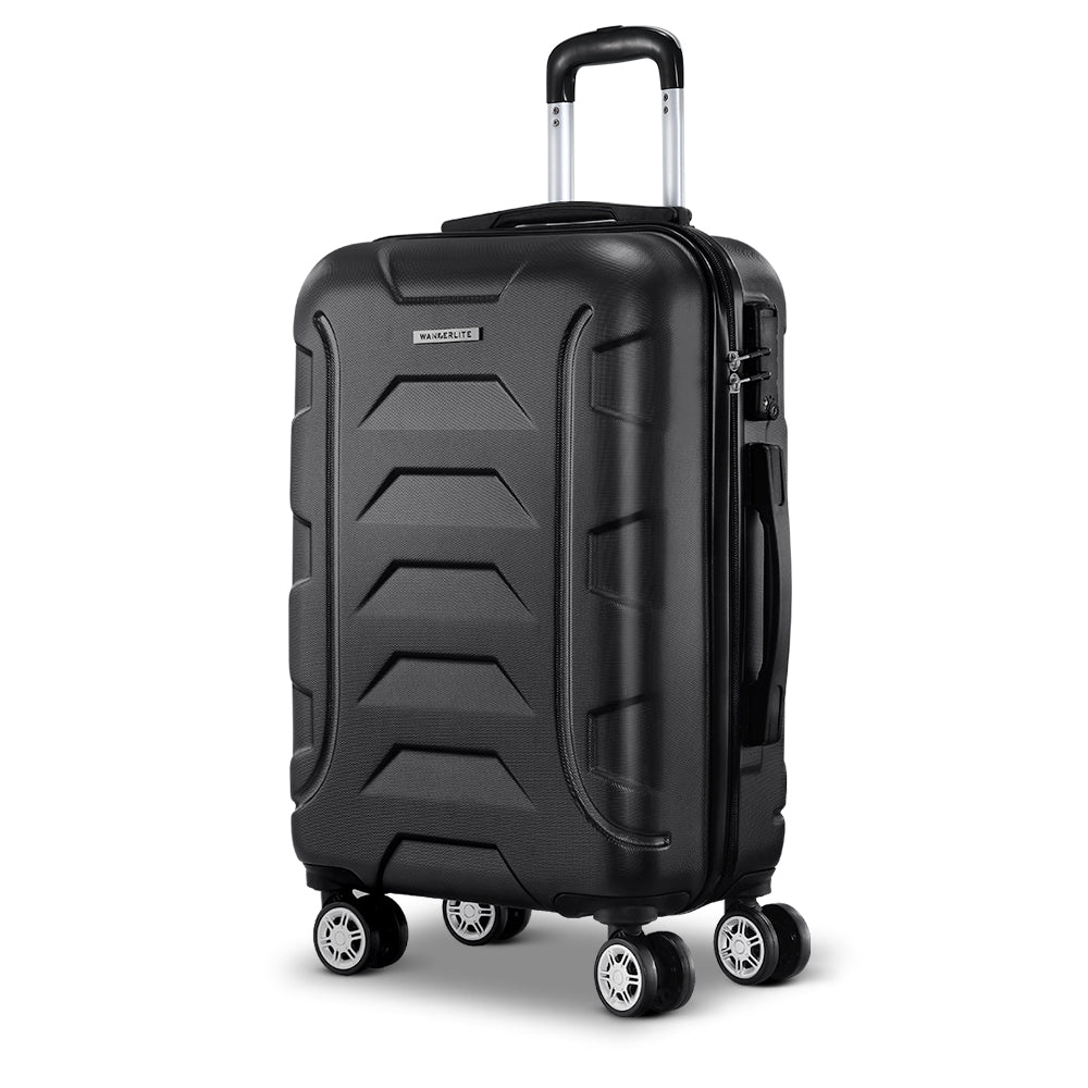 Wanderlite 20" Hard Shell Luggage with Code Lock & Dual Wheels - Black