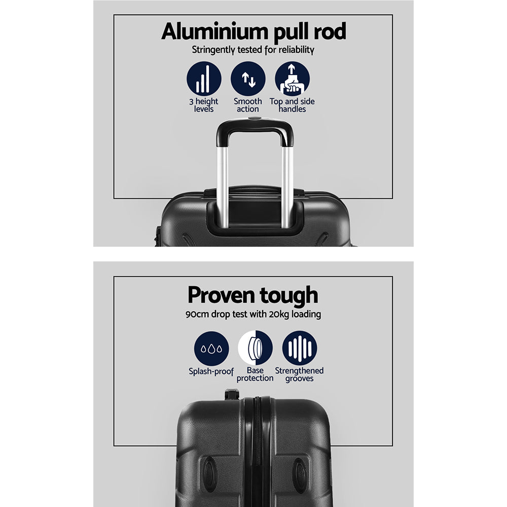 Wanderlite 20" Hard Shell Luggage with Code Lock & Dual Wheels - Black - SuperSaverAU - view 3