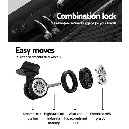 Wanderlite 20" Hard Shell Luggage with Code Lock & Dual Wheels - Black