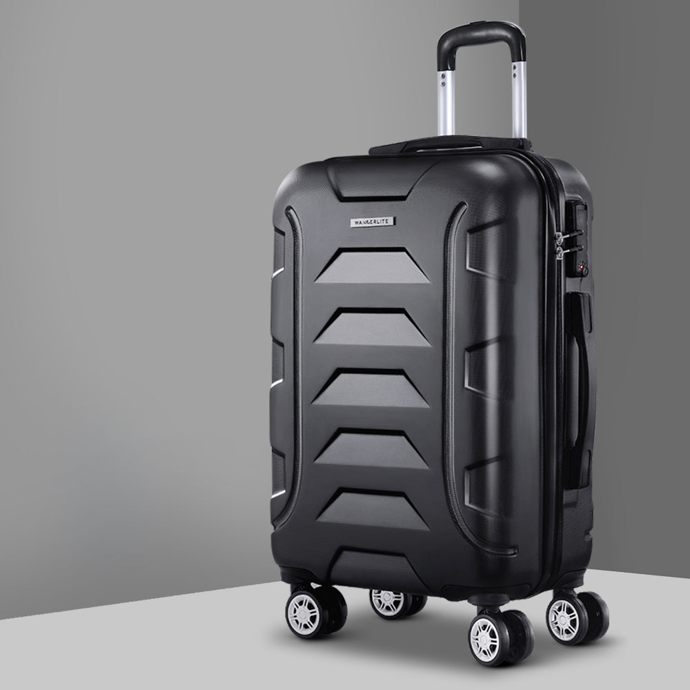 Wanderlite 20" Hard Shell Luggage with Code Lock & Dual Wheels - Black