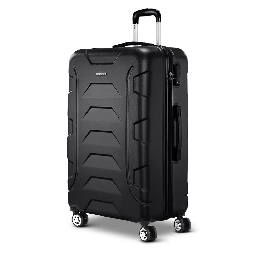 Wanderlite 28" Hard Shell Luggage with TSA Lock, 360° Spinner Wheels, Black - SuperSaverAU - view 6
