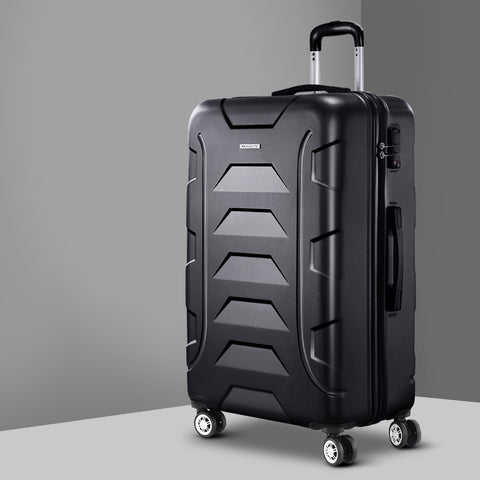Wanderlite 28" Hard Shell Luggage with TSA Lock, 360° Spinner Wheels, Black - SuperSaverAU - view 1