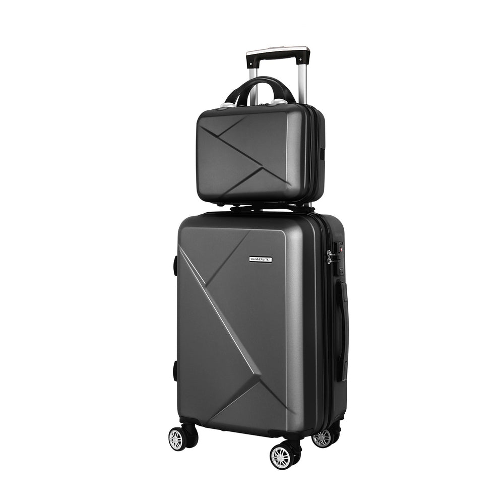 Wanderlite 2-Piece Luggage Set 20" & 12" Hard Shell with TSA Lock - Black - SuperSaverAU - view 7