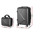 Wanderlite 2-Piece Luggage Set 20" & 12" Hard Shell with TSA Lock - Black - SuperSaverAU - view 2