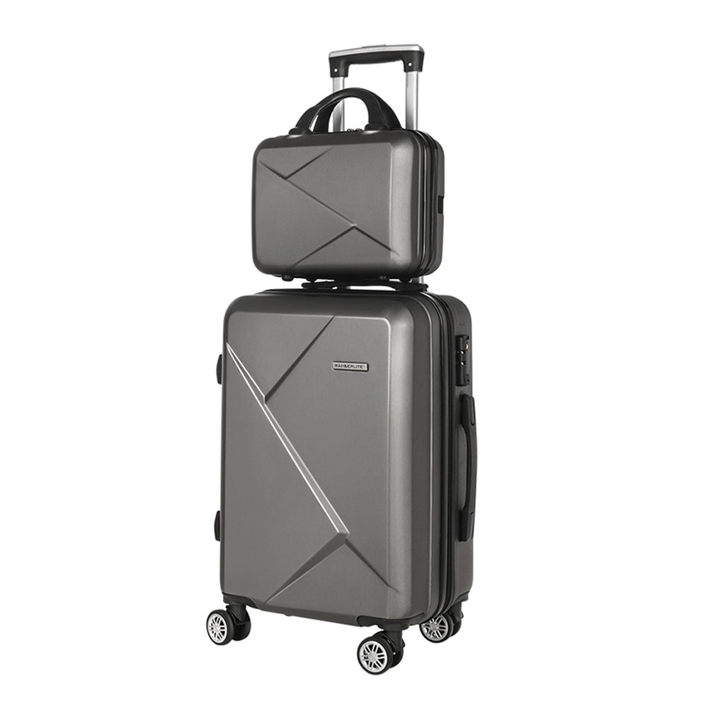 Wanderlite 2-Piece Luggage Set 20" & 12" Hard Shell with TSA Lock - Dark Grey