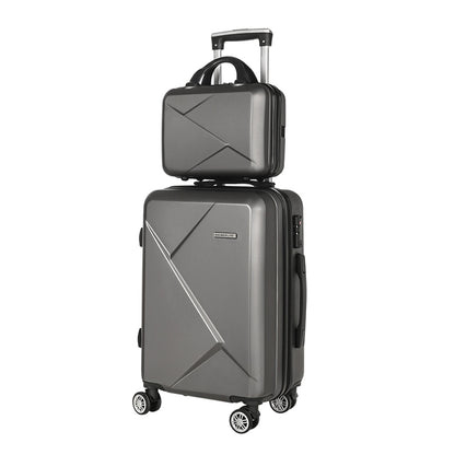 Wanderlite 2-Piece Luggage Set 20" & 12" Hard Shell with TSA Lock - Dark Grey