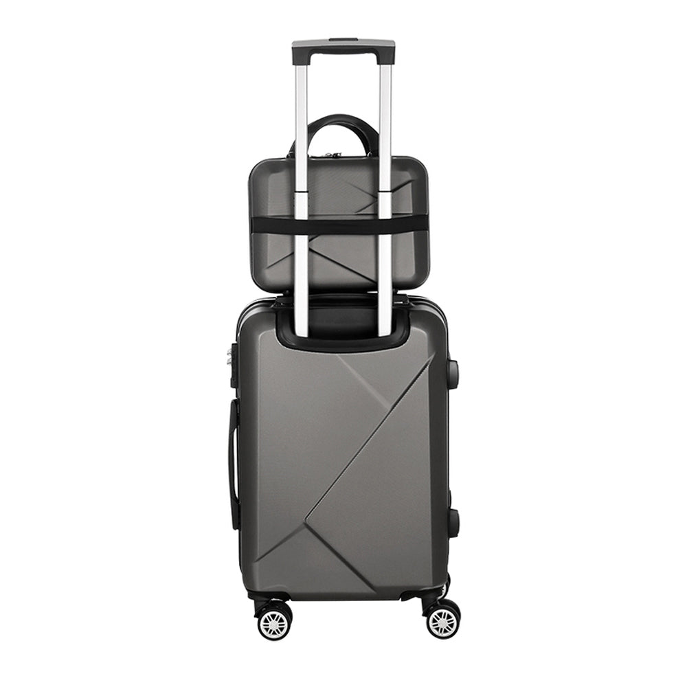 Wanderlite 2-Piece Luggage Set 20" & 12" Hard Shell with TSA Lock - Dark Grey - SuperSaverAU - view 3