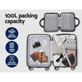 Wanderlite 2-Piece Luggage Set 20" & 12" Hard Shell with TSA Lock - Dark Grey - SuperSaverAU - view 6