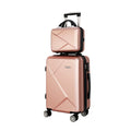 Wanderlite 2-Piece Luggage Set 20" & 12" Hard Shell Rose Gold TSA Lock - SuperSaverAU - view 6