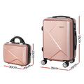 Wanderlite 2-Piece Luggage Set 20" & 12" Hard Shell Rose Gold TSA Lock - SuperSaverAU - view 2