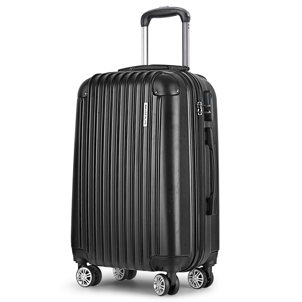 Wanderlite 20" Hard Shell Luggage Case with Code Lock & Dual Wheels - Black
