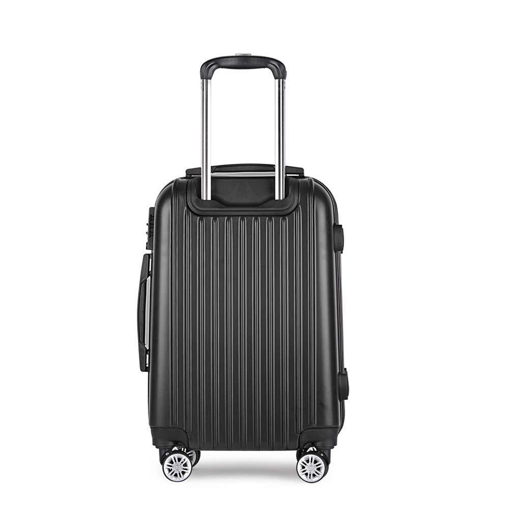 Wanderlite 20" Hard Shell Luggage Case with Code Lock & Dual Wheels - Black